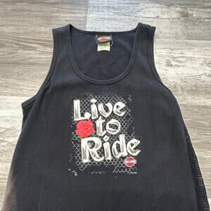 Vintage‎ 2004 Harley Davidson Biker Rose Daytona Beach FL Black Womens S Tank